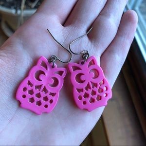 cute pink owl earrings
